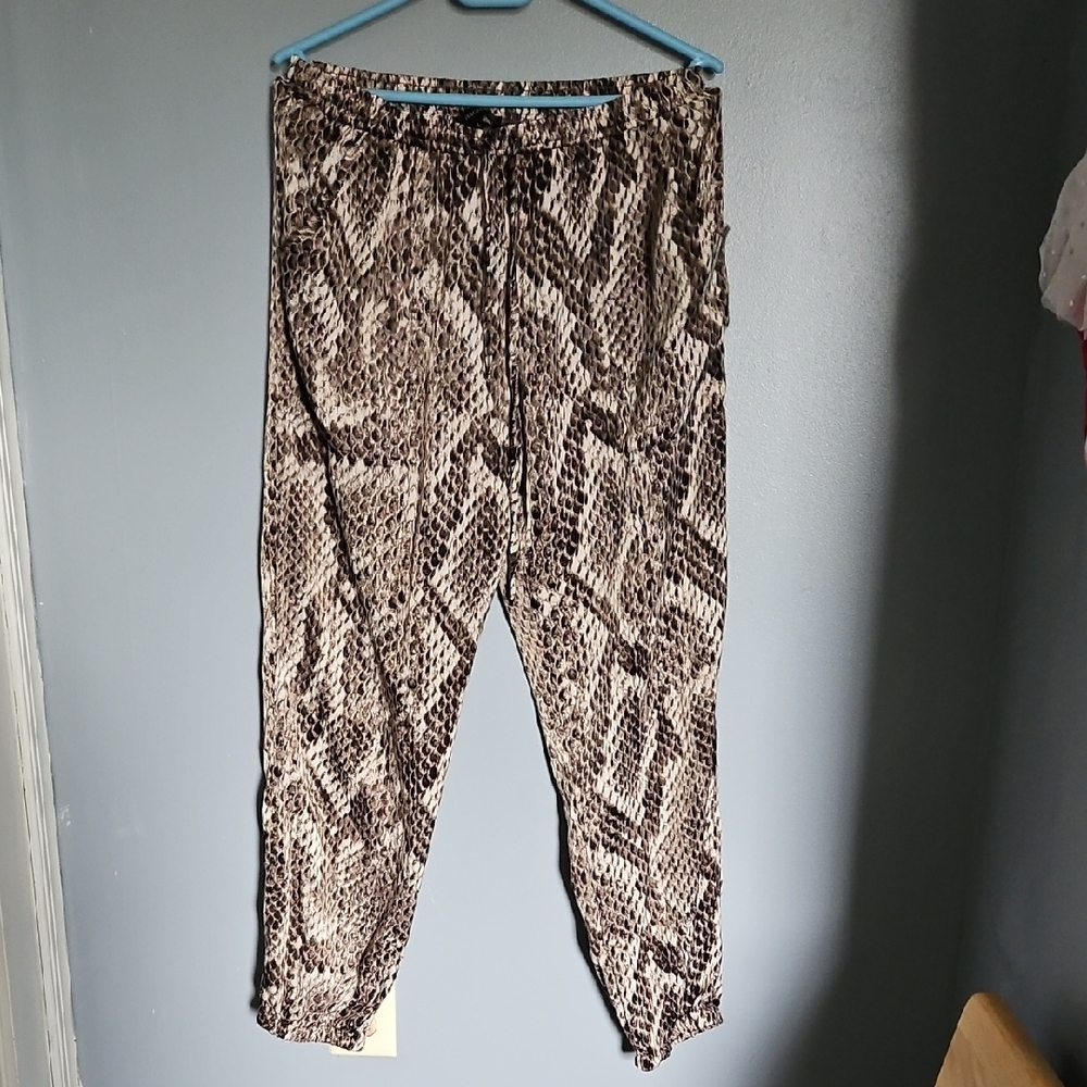 Olivaceous Snake Print Joggers - Cream and Brown - Picture 10 of 16